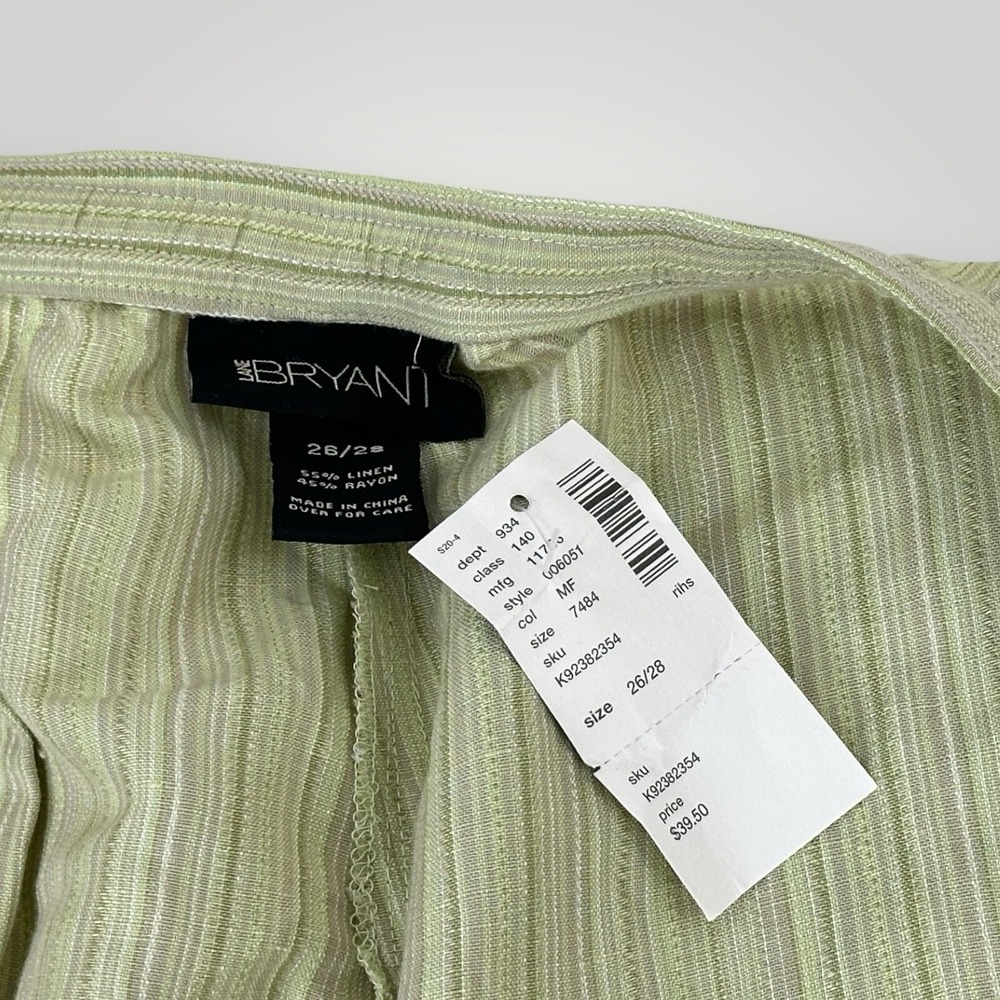 NEW Lane Bryant Wide Leg Pants Womans 26/28 Crop Linen Blend Sage Green NWT - Picture 5 of 5